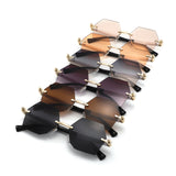 HJ2143 - Rimless Hexagon Gradient Gold-Temple Wholesale Sunglasses