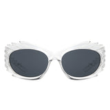 HS2136-1 - Wrap Around Oval Spike Oversize Fashion Wholesale Sunglasses