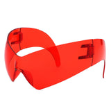 HS2170 - Rimless Modern Oversize Color Pop Curved Wholesale Sunglasses