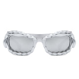 HS2162 - Rectangle Irregular Twisted Thick Frame Futuristic Wholesale Sunglasses