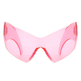 HS2170 - Rimless Modern Oversize Color Pop Curved Wholesale Sunglasses