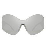 HW1012 - Women Fashion Rimless Oversized Shield Wraparound Wholesale Sunglasses