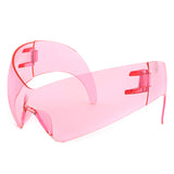 HS2170 - Rimless Modern Oversize Color Pop Curved Wholesale Sunglasses