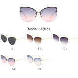HJ2071 - Women Cat Eye Rimless Chic Fashion Wholesale Sunglasses