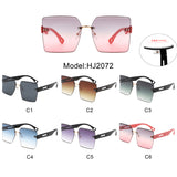 HJ2072 - Oversize Rimless Square Curved Lens Fashion Wholesale Sunglasses