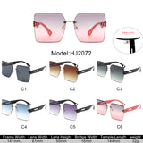 HJ2072 - Oversize Rimless Square Curved Lens Fashion Wholesale Sunglasses