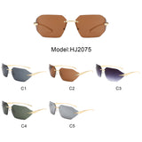 HJ2075 - Rimless Square Wrap Around Fashion Wholesale Sunglasses