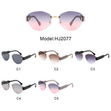 HJ2077 - Oval Rimless Tinted Chic Round Fashion Women Wholesale Sunglasses