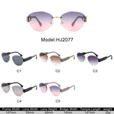 HJ2077 - Oval Rimless Tinted Chic Round Fashion Women Wholesale Sunglasses