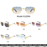 HJ2084 - Rimless Square Cheetah Luxury Geometric Wholesale Sunglasses