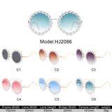 HJ2086 - Round Fashion Pearl Luxury Wavy Frame Women Wholesale Sunglasses