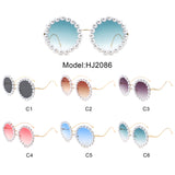 HJ2086 - Round Fashion Pearl Luxury Wavy Frame Women Wholesale Sunglasses
