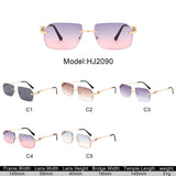 HJ2090 - Rimless Leopard Design Tinted Lens Square Wholesale Sunglasses