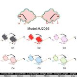 HJ2095 - Rimless Cloud Shape Hanging Charms Wholesale Sunglasses