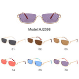 HJ2098 - Rectangle Retro Semi-Rimless Modern Tinted Wholesale Sunglasses