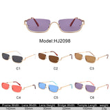 HJ2098 - Rectangle Retro Semi-Rimless Modern Tinted Wholesale Sunglasses