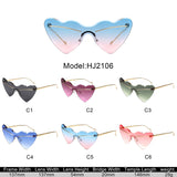 HJ2106 - Rimless Heart-Shaped Gradient Gold-Temple Wholesale Sunglasses