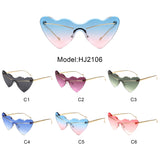 HJ2106 - Rimless Heart-Shaped Gradient Gold-Temple Wholesale Sunglasses