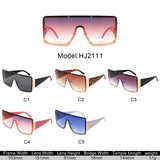 HJ2111 - Oversized Flat Top Stud Trim Shield Wholesale Sunglasses