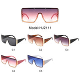 HJ2111 - Oversized Flat Top Stud Trim Shield Wholesale Sunglasses