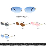 HJ2117 - Rimless Oval Slim Gold Temple Fashion Wholesale Sunglasses