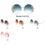 HJ2124 - Round Oversized Luxurious Crystal Fashion Wholesale Sunglasses