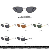 HJ2134 - Women Slim Ribbed Temple Cat Eye Wholesale Sunglasses