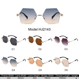 HJ2143 - Rimless Hexagon Gradient Gold-Temple Wholesale Sunglasses