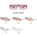 HJ3033 - Rectangle Retro Wrap Around Fashion Square Wholesale Sunglasses