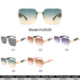 HJ3035 - Square Chain-Link Luxurious Oversize Rimless Wholesale Sunglasses