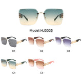 HJ3035 - Square Chain-Link Luxurious Oversize Rimless Wholesale Sunglasses