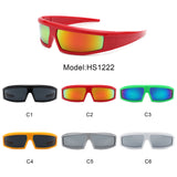 HS1222 - Rectangle Y2K Futuristic Sports Flat Top Wrap Around Wholesale Sunglasses
