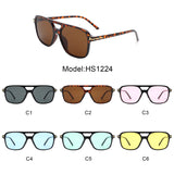 HS1224 - Retro Square Brow-Bar Aviator Inspired Fashion Wholesale Sunglasses