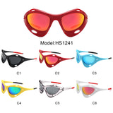 HS1241 - Geometric Wrap Around Chunky Square Sport Wholesale Sunglasses