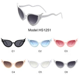HS1251 - Women Fashion Wavy Design High Pointed Cat Eye Wholesale Sunglasses