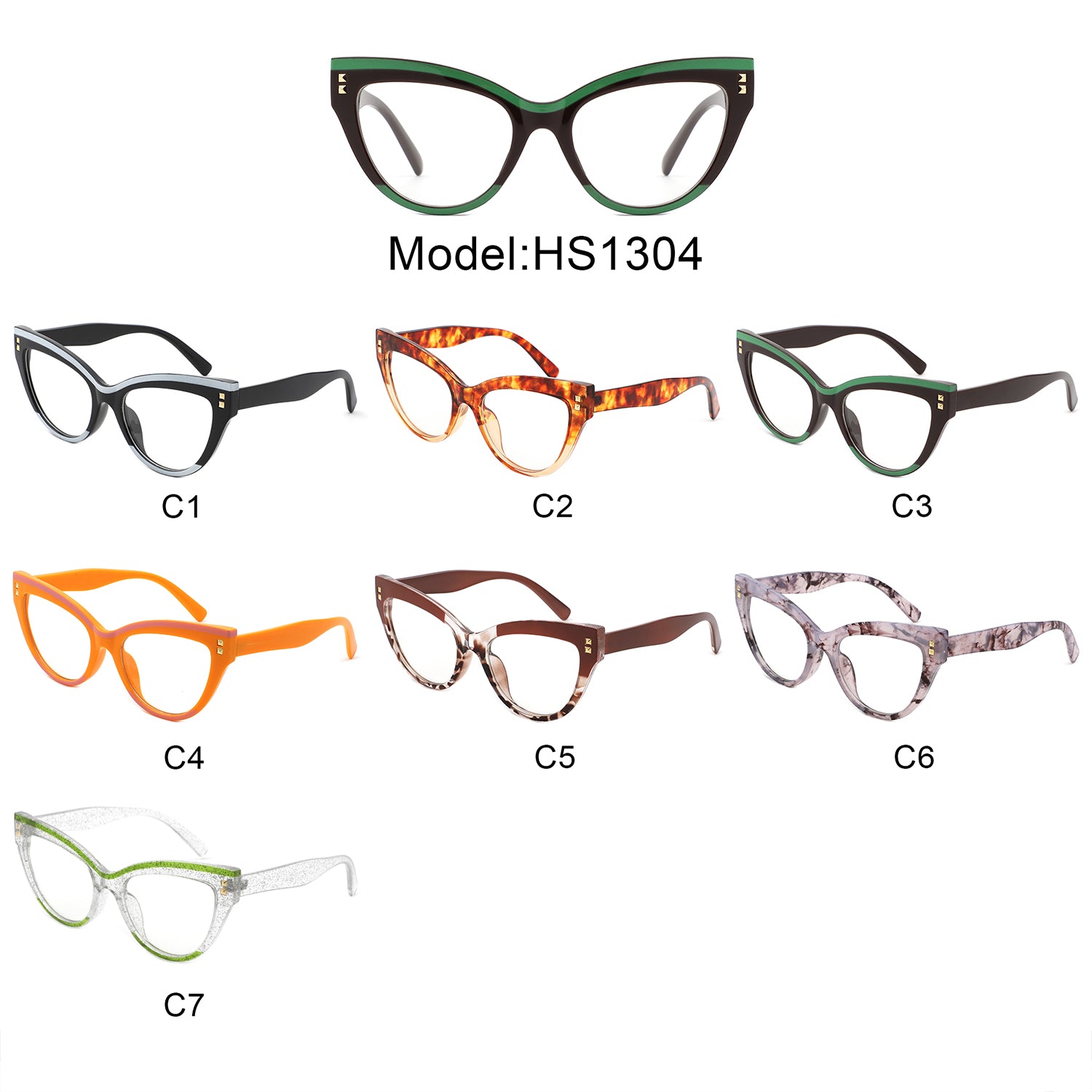 HS1304 - Women Double Tone Frame Anti Blue Light Wholesale Glasses - Iris Fashion