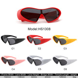 HS1308 - Wrap Around Shield Oversize Winged Bar Sleek Wholesale Sunglasses