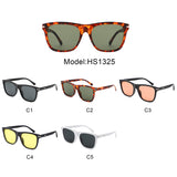 HS1325 - Square Fashion Horn Rimmed Tinted Wholesale Sunglasses