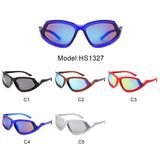 HS1327 - Geometric Wrap Around Sport Rectangle Wholesale Sunglasses