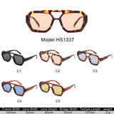 HS1337 - Square Brow-Bar Retro Tinted Aviator Wholesale Sunglasses