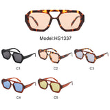 HS1337 - Square Brow-Bar Retro Tinted Aviator Wholesale Sunglasses