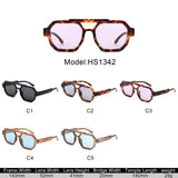HS1342 - Square Geometric Block Brow-Bar Aviator Wholesale Sunglasses