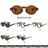 HS1354 - Retro Chunky Vintage Round Wholesale Sunglasses