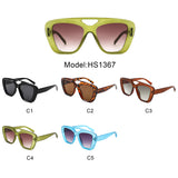 HS1367 - Oversized Bold Brow-Bar Square Wholesale Sunglasses