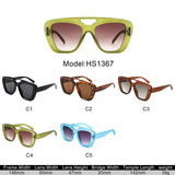 HS1367 - Oversized Bold Brow-Bar Square Wholesale Sunglasses