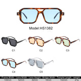 HS1382 - Square Brow-Bar Flat Top Tinted Lens Wholesale Sunglasses