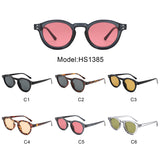 HS1385 - Retro Round Rivet Circle Tinted Lens Wholesale Sunglasses