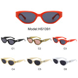 HS1391 - Bold Retro Oval Cat-Eye Rivet Wholesale Sunglasses