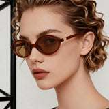 HS1420 - Retro Slim Oval Narrow Minimalist Sunglasses