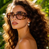 HS1430 - Chunky Retro Thick Frame Fashion Oval Sunglasses